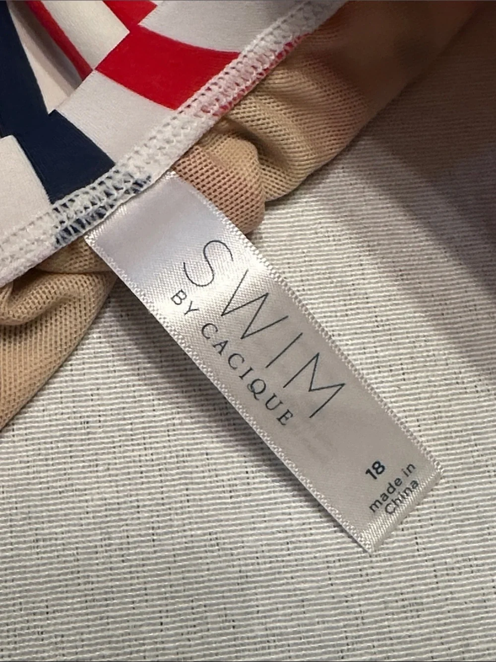 SWIM by Cacique Striped Bikini Top in Red, Navy & Beige